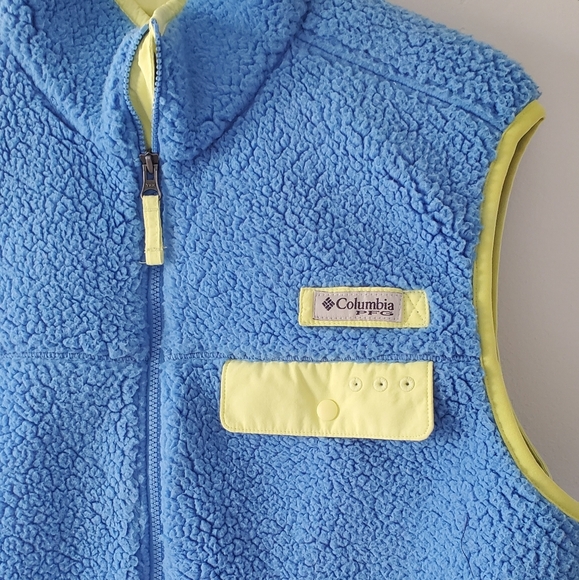 Columbia PFG Blue and Green Fleece Vest Size Med - Picture 3 of 7